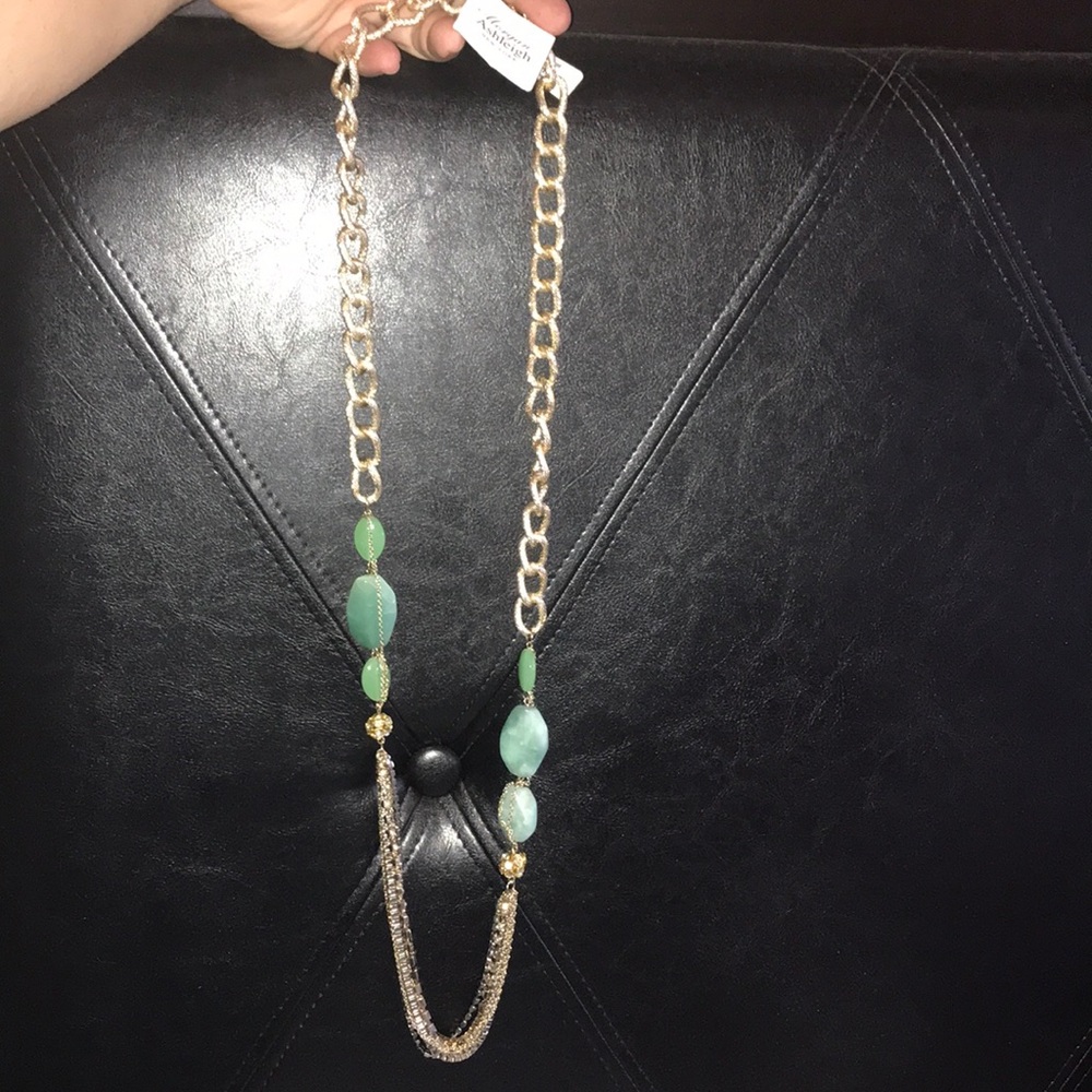 Gold and turquoise chain necklace